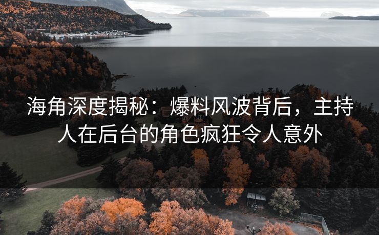 海角深度揭秘：爆料风波背后，主持人在后台的角色疯狂令人意外